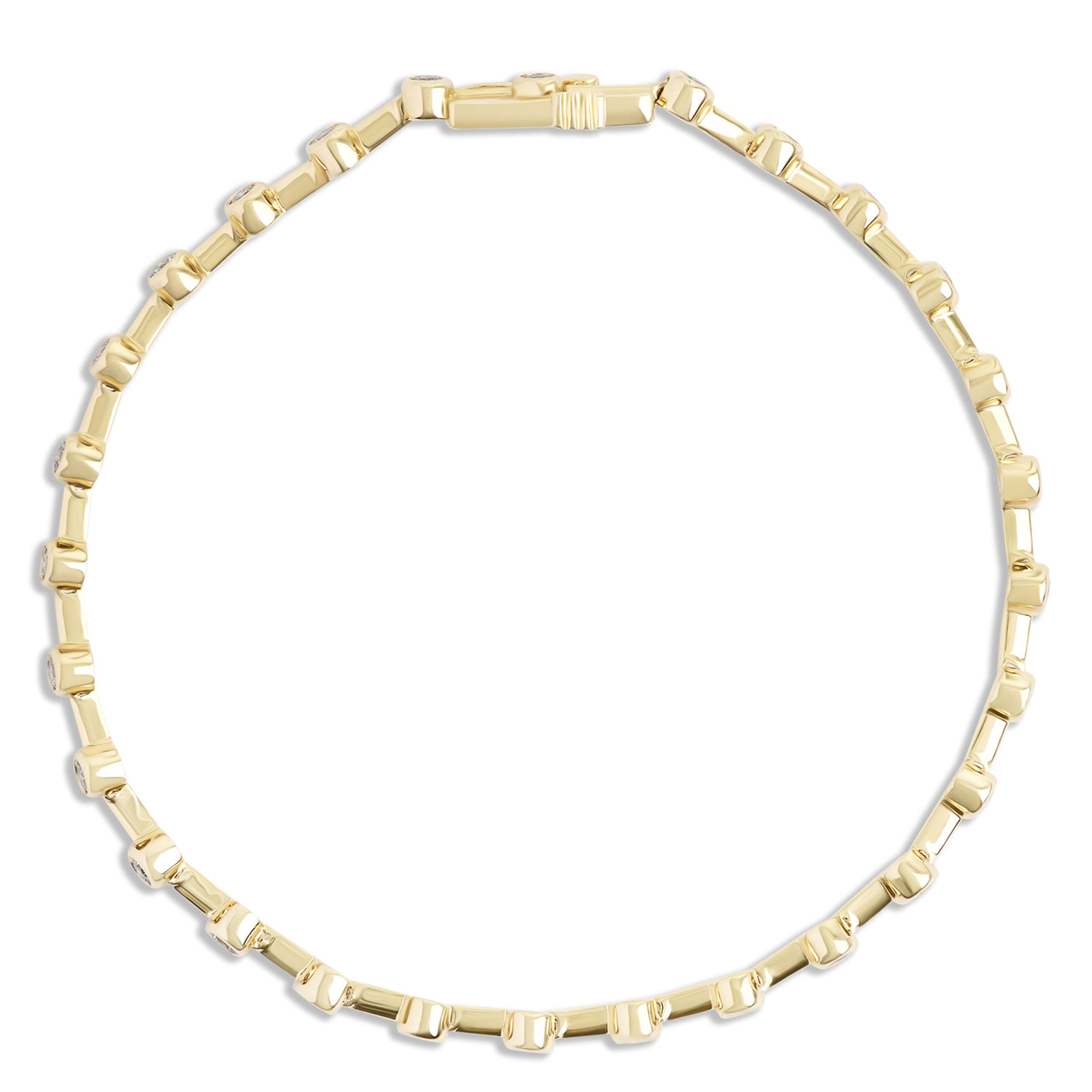 Bezel Set Diamond Tennis Bracelet, 7-inches, 14K Yellow Gold