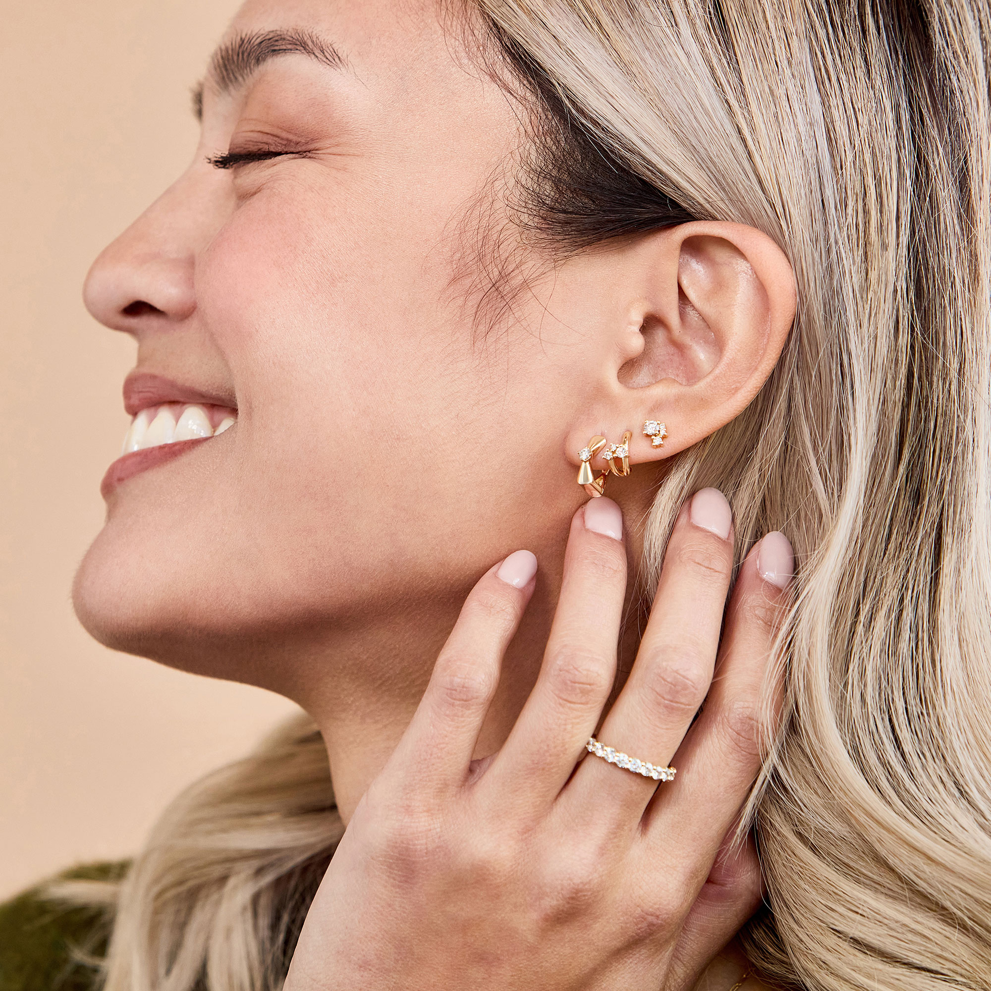 Ikuma Cluster Diamond Earrings, 14K Yellow Gold