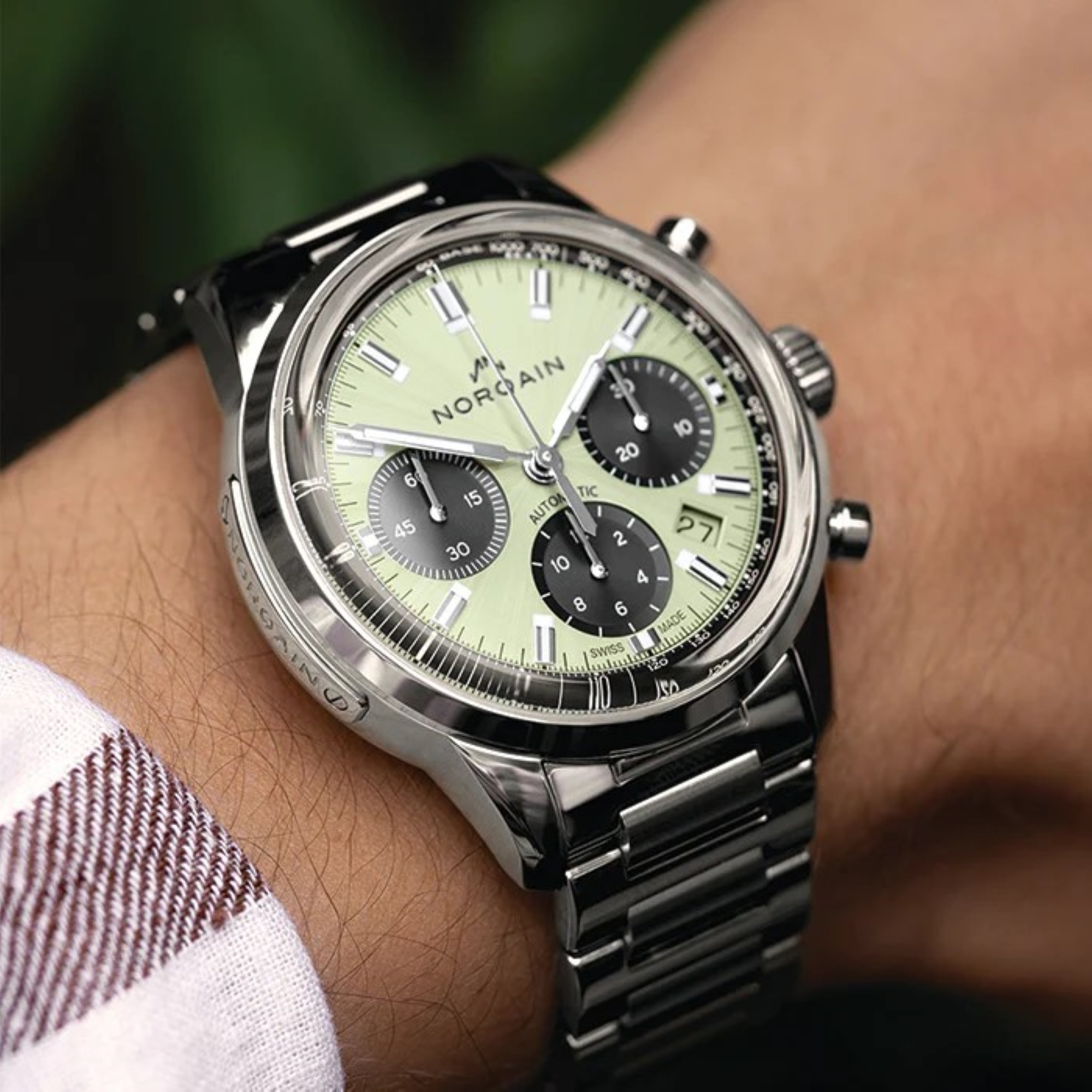 NORQAIN Freedom 60 Chrono Pistachio Green Dial Watch, 40mm