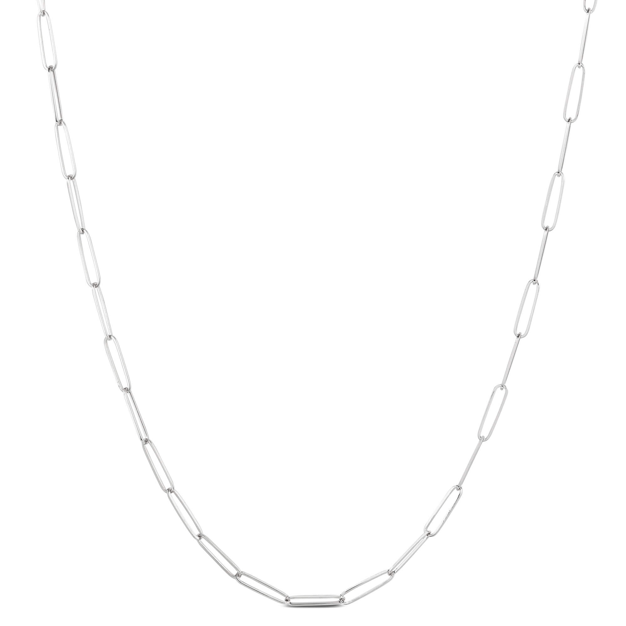 18-Inch Paperclip Chain, 14K White Gold