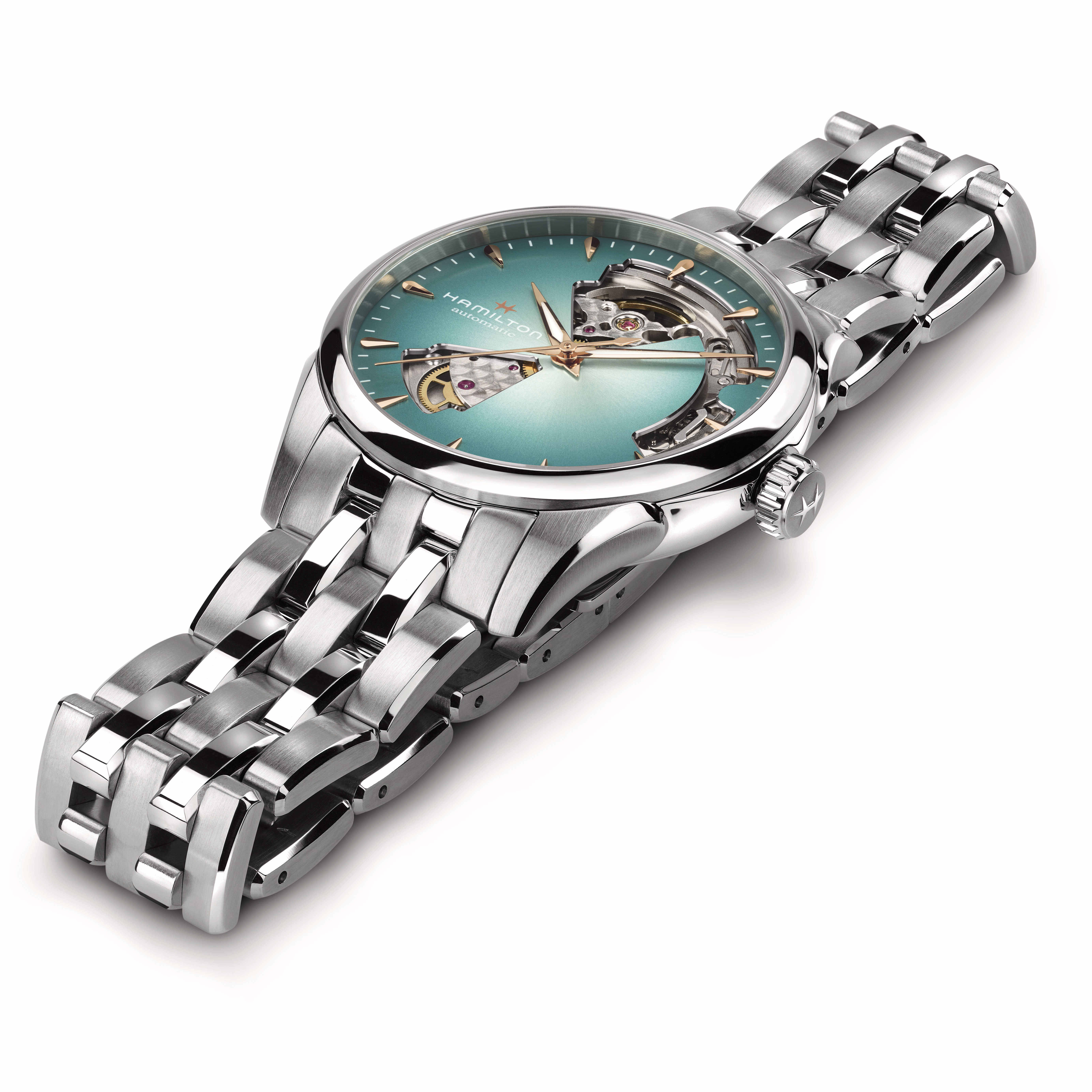 HAMILTON 時計 Hamilton Jazzmaster Open Heart Auto Turquoise Dial Watch, 36mm
