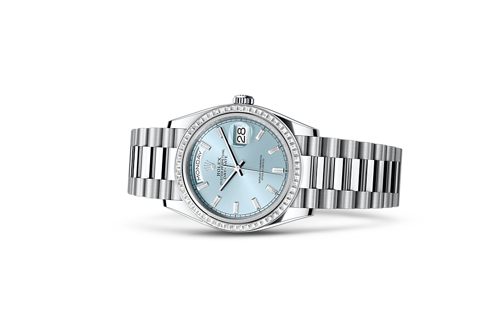 Rolex Day-Date 36 Day-Date Oyster, 36 mm, platinum and diamonds - M128396TBR-0003 at Ben Bridge