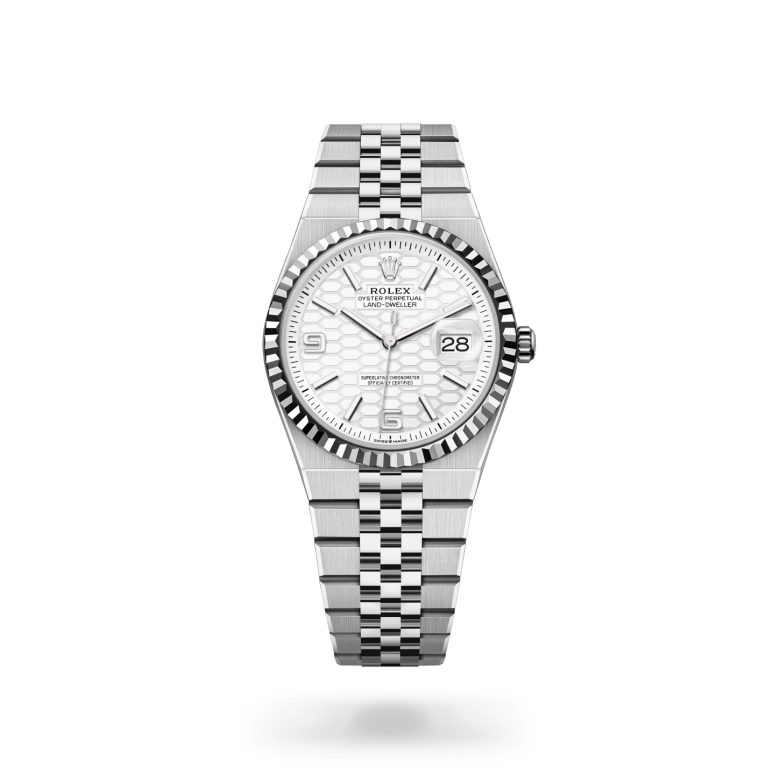 rolex land-dweller in white rolesor - combination of oystersteel and white gold, m127234-0001 - ben bridge