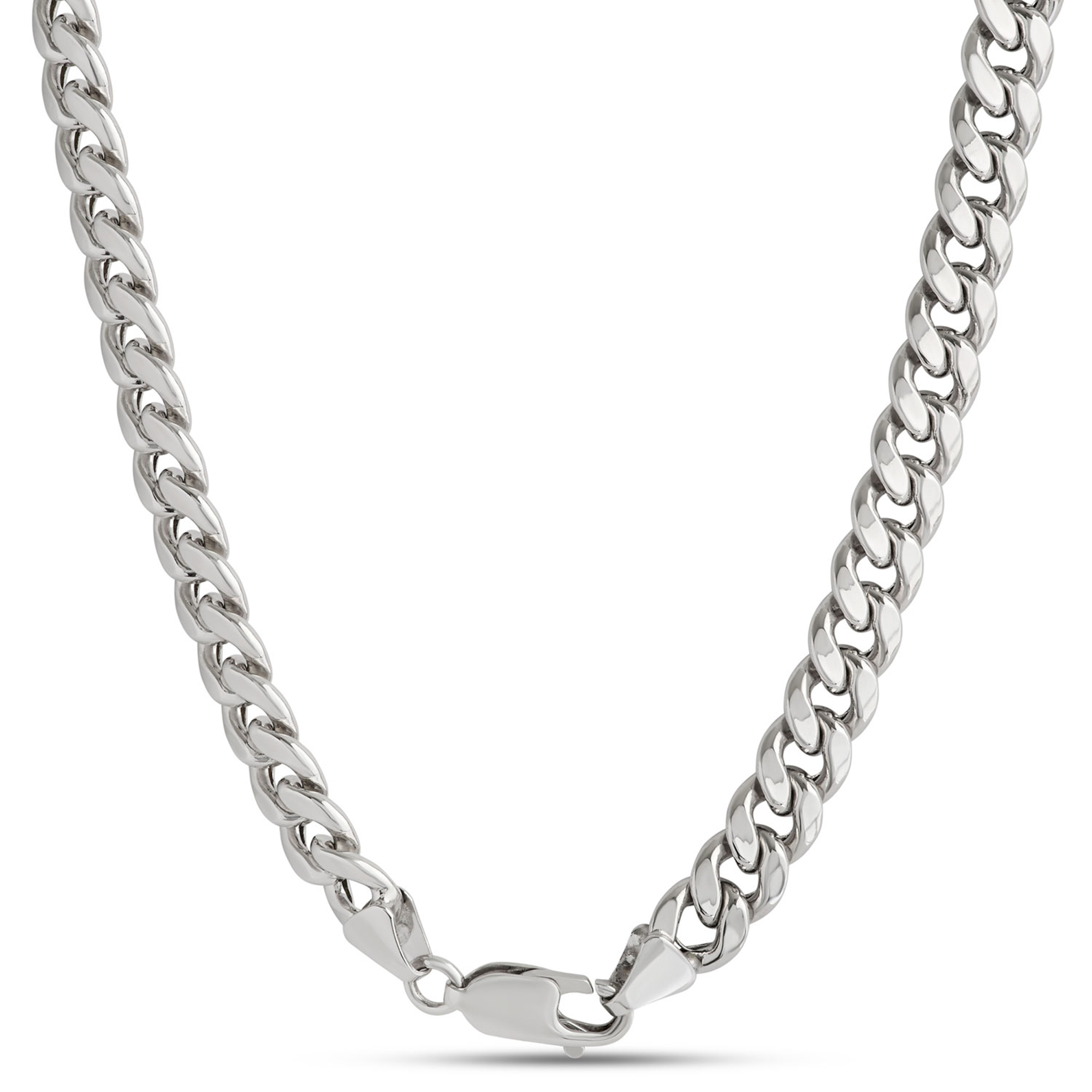 24-Inch Toscano Cuban Link Chain, 14K White Gold