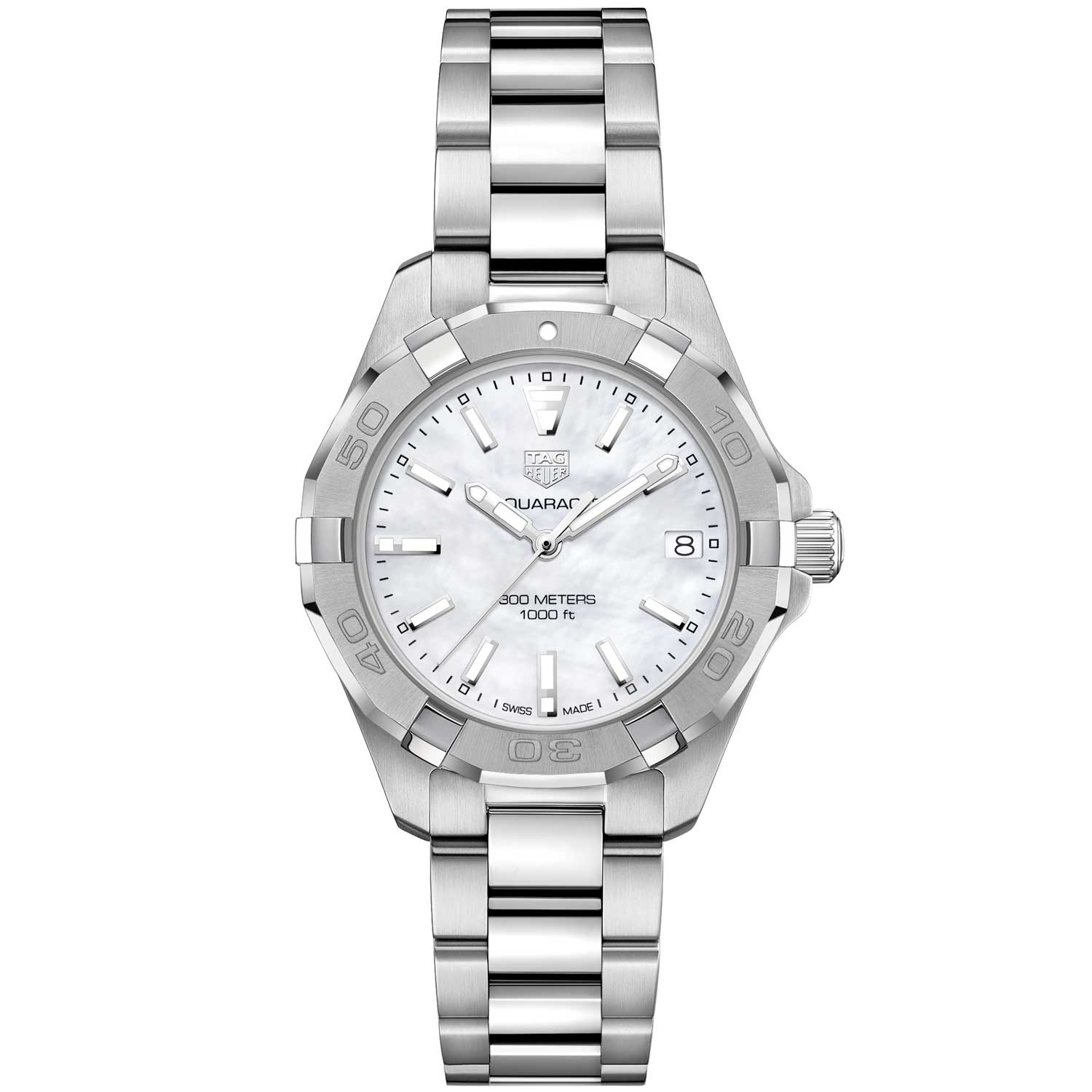 tag heuer aquaracer diamond mother of pearl bracelet watch