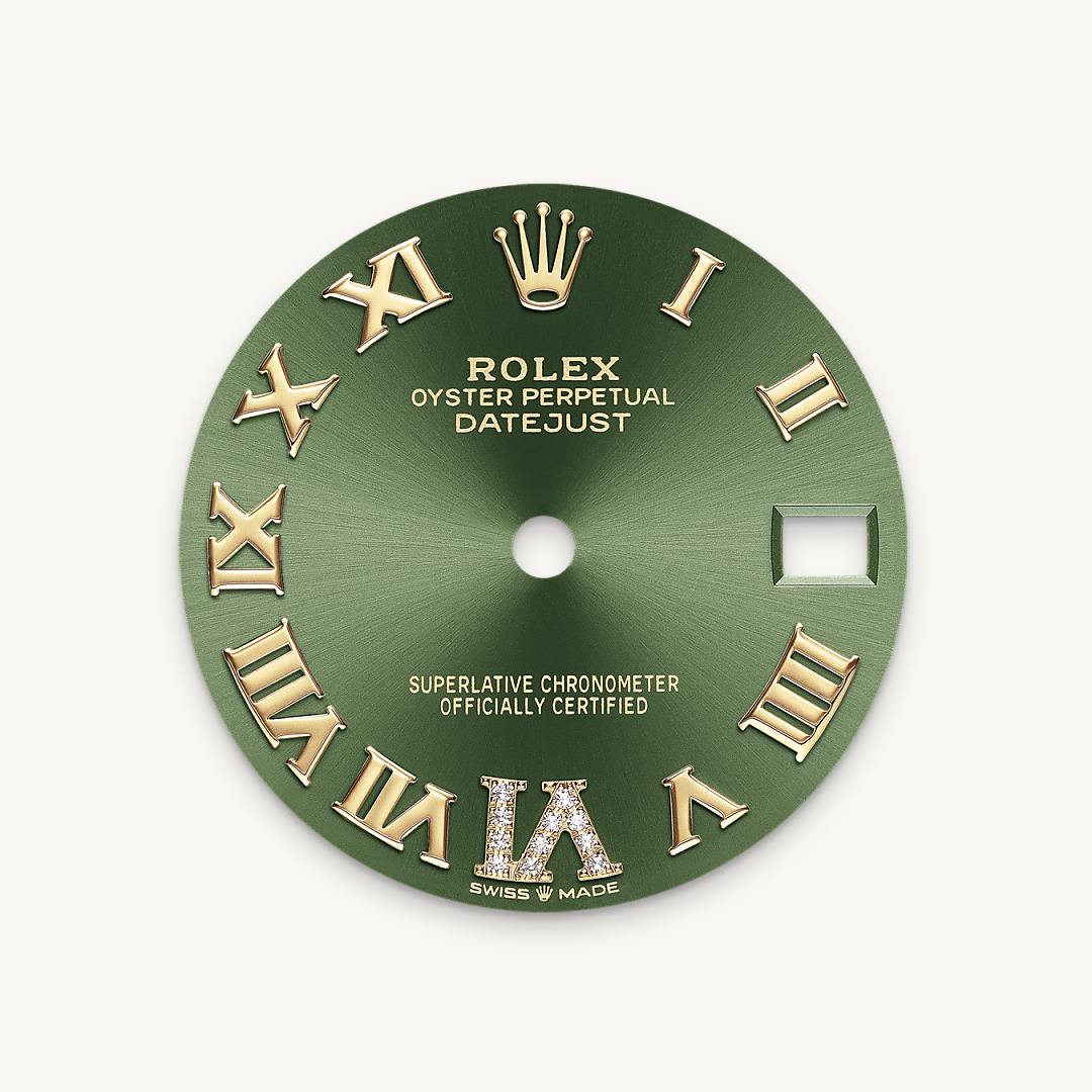 rolex datejust in yellow rolesor - combination of oystersteel and yellow gold, m278343rbr-0015 - olive-green dial - ben bridge