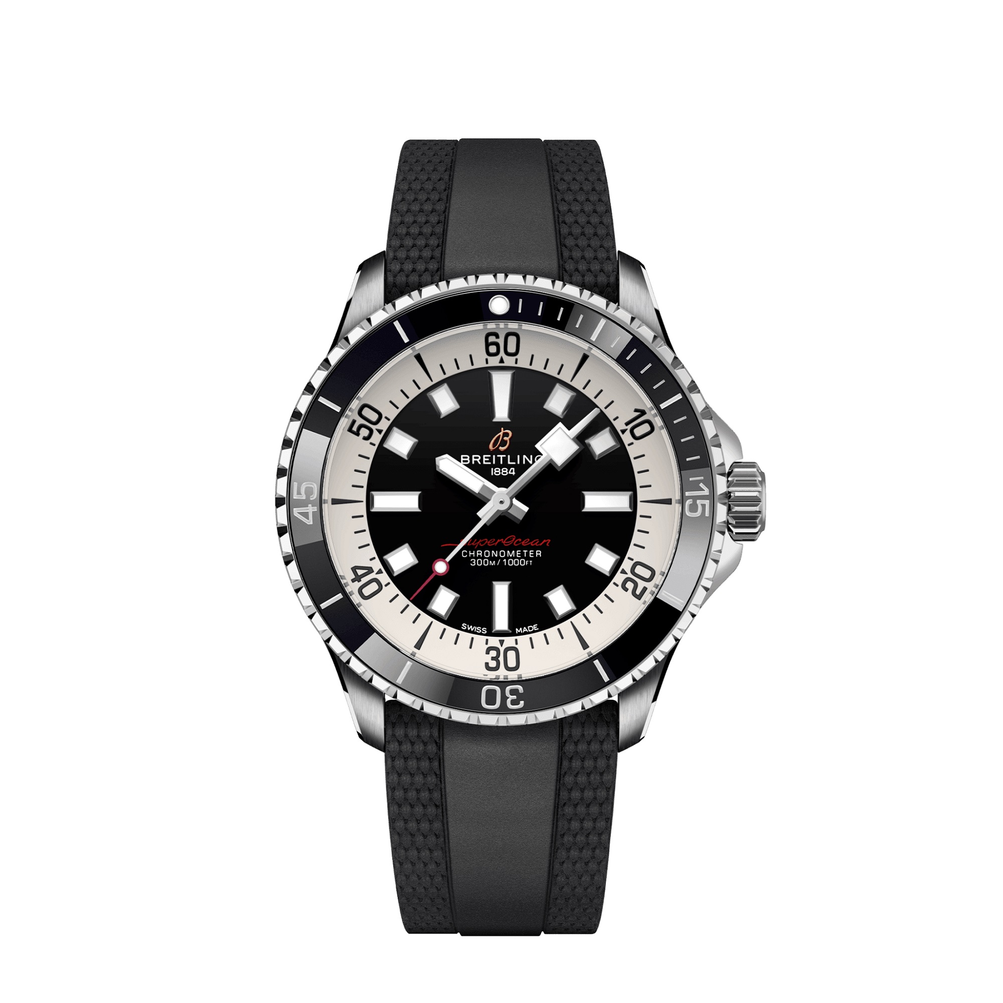 Breitling Superocean Heritage 42mm Black Dial Black Leather Men's Watch - U1732112-B