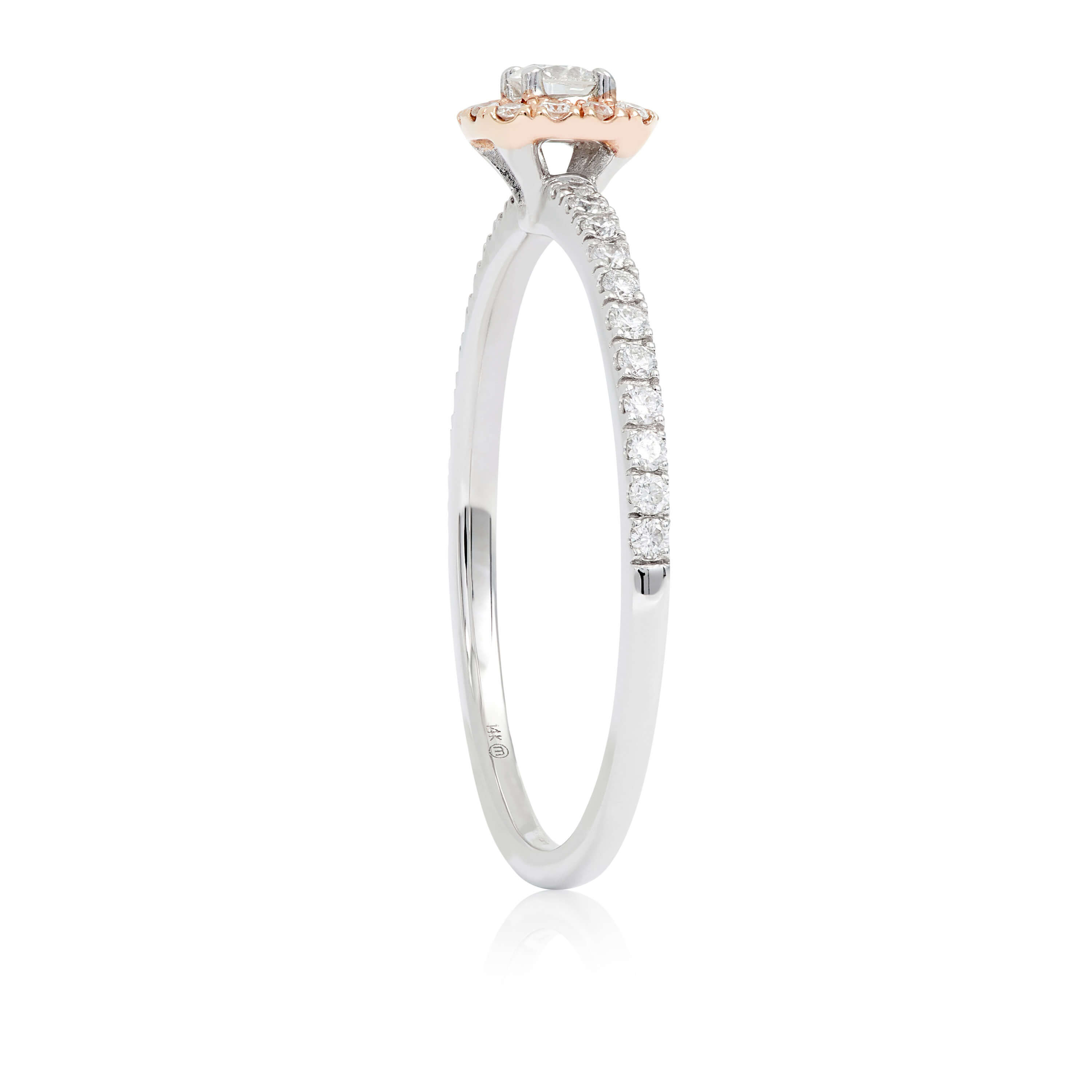 Two-Tone Diamond Halo Ring 14K