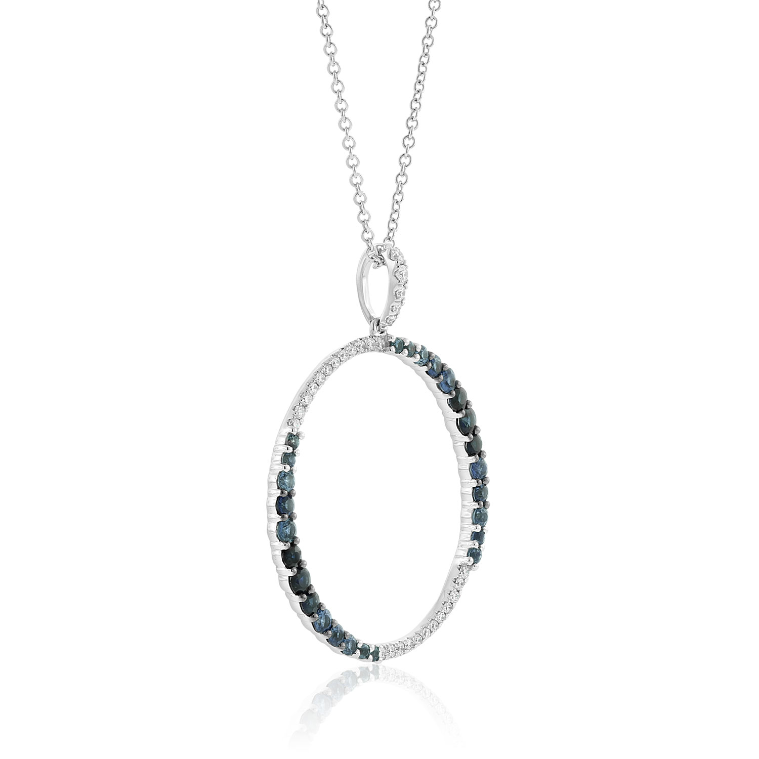 Sapphire & Diamond Circle Necklace 14K
