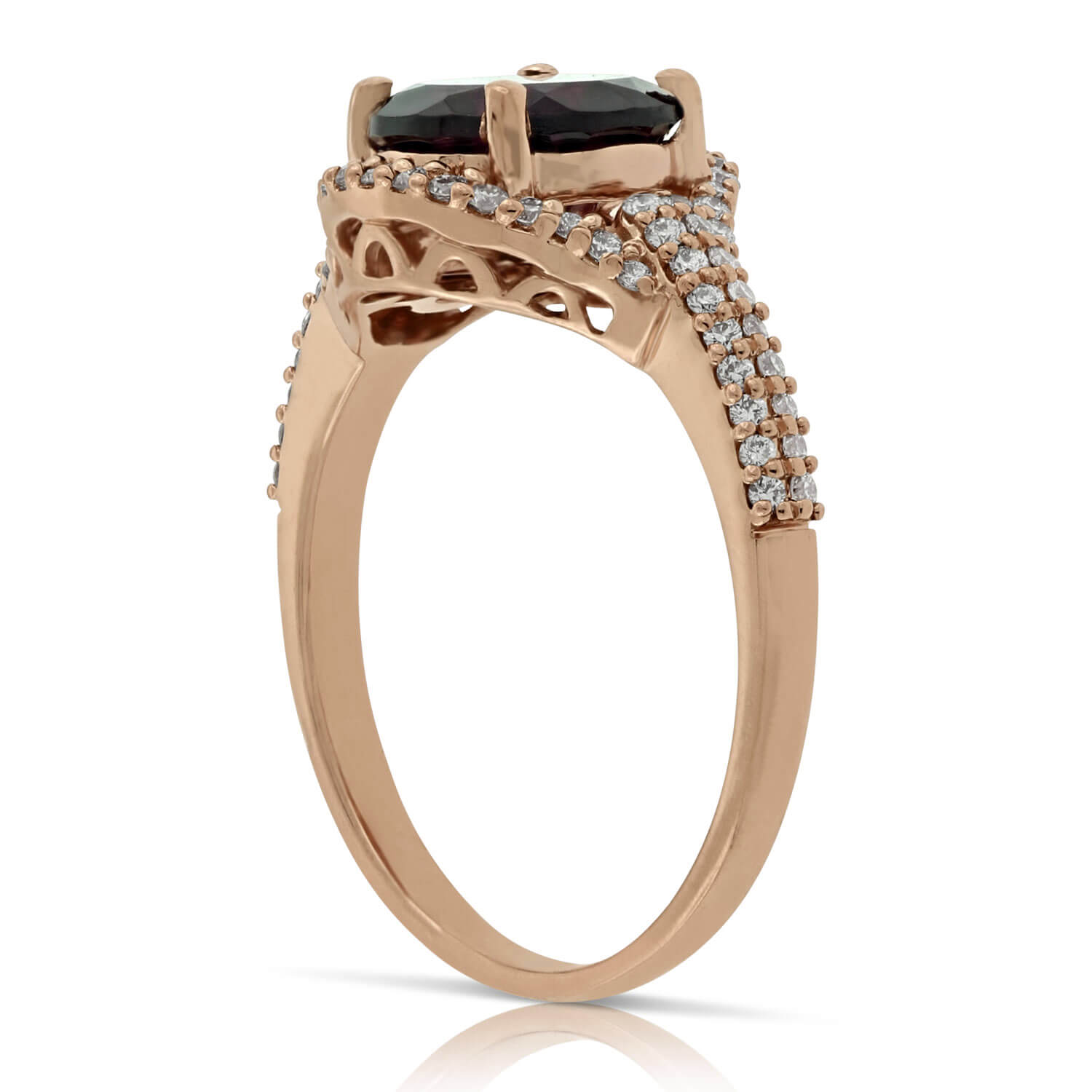 Rose Gold Rhodolite Garnet Ring 14K