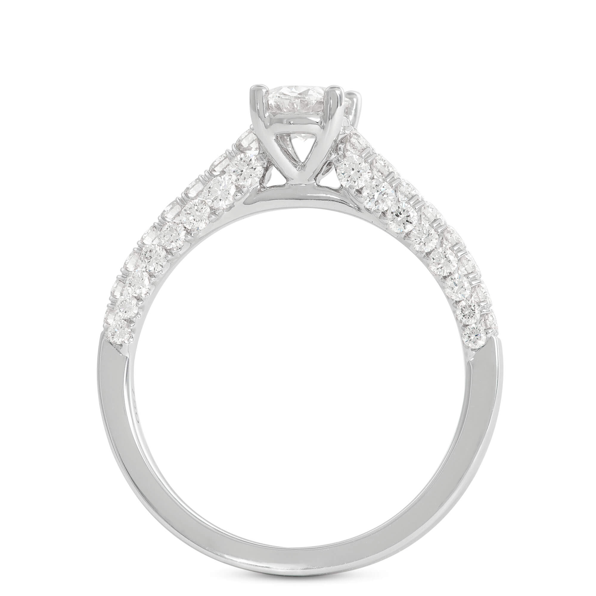 Oval Cut Diamond Engagement Ring, 18K White Gold