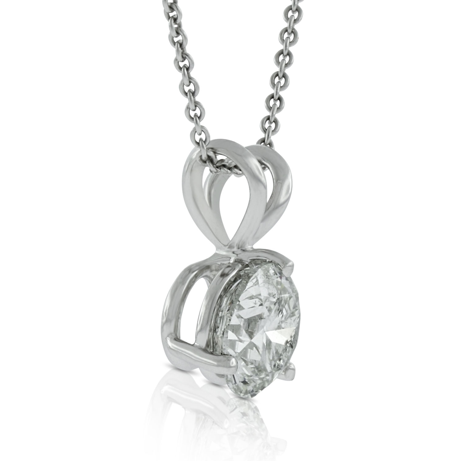 Classic Round Diamond Pendant, 1 Carat Total Weight, 14K White Gold