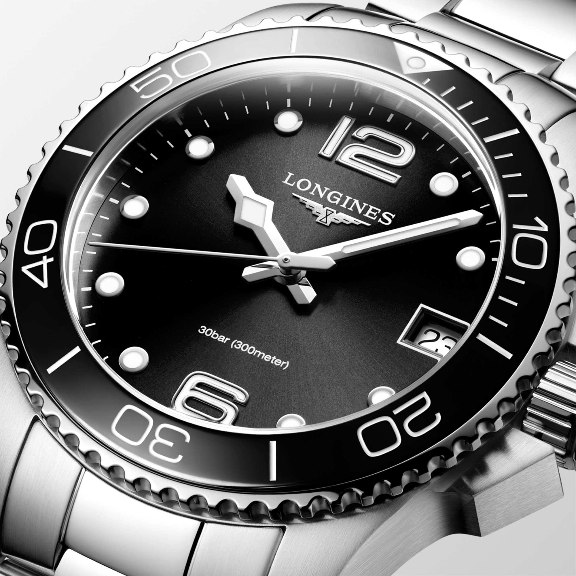 Longines Hydroconquest Sunray Black Dial Watch, 32mm