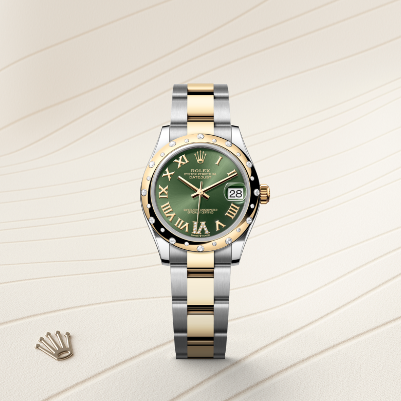 rolex datejust in yellow rolesor - combination of oystersteel and yellow gold, m278343rbr-0015 - watch with background color - ben bridge