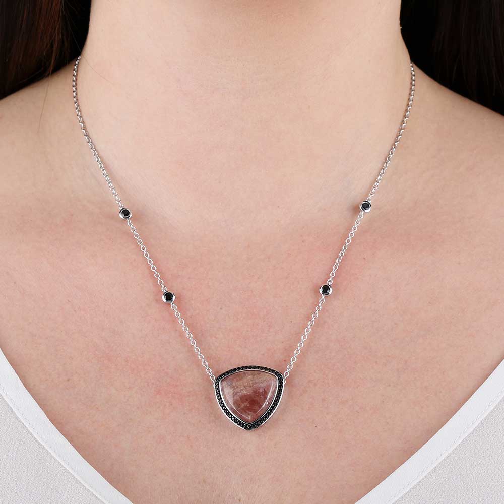 Rhodochrosite & Black Sapphire Necklace