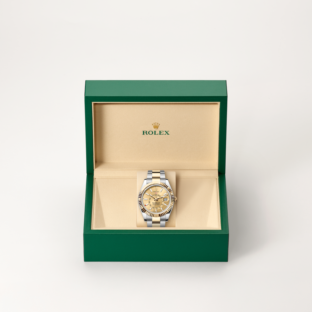 rolex sky-dweller in yellow rolesor - combination of oystersteel and yellow gold, m336933-0001 - in rolex box - ben bridge