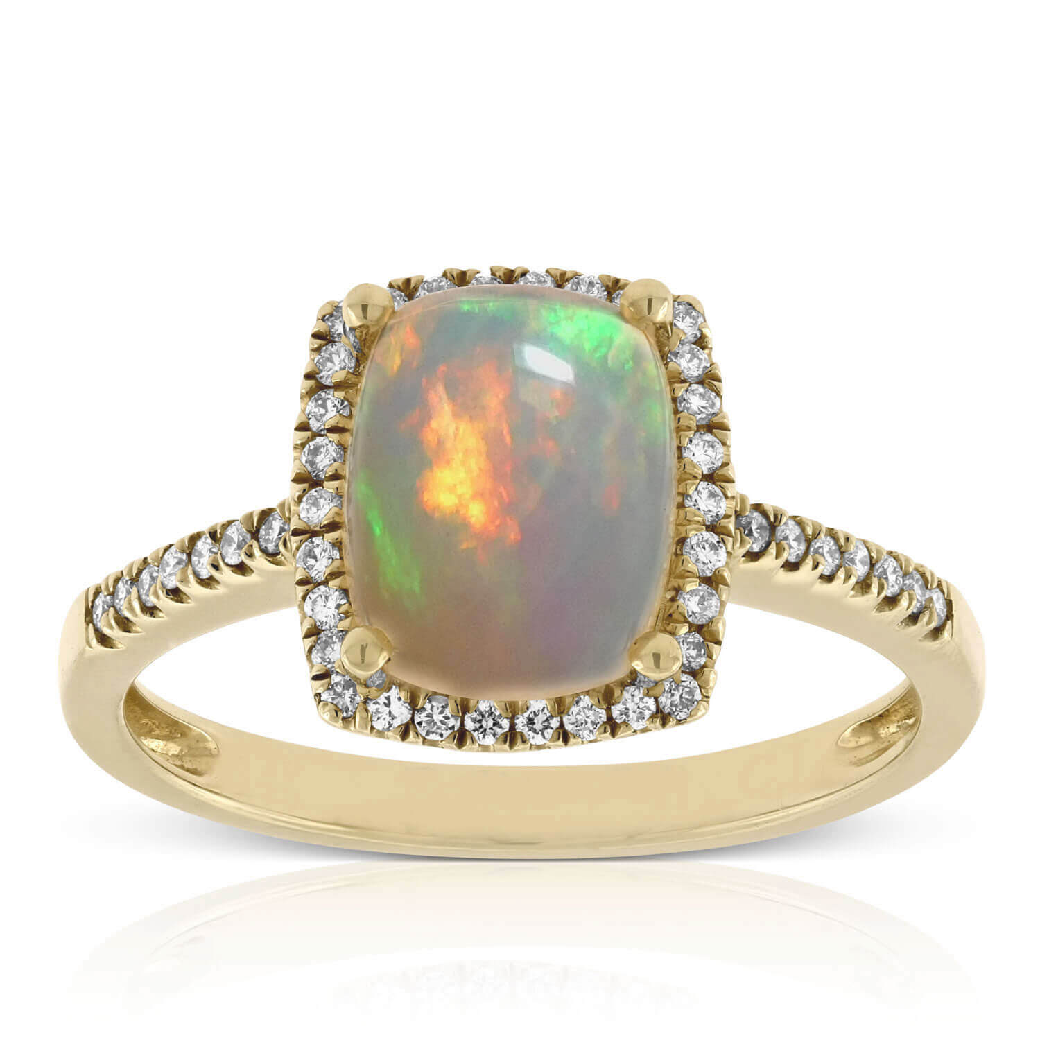 Cushion Cut Opal & Diamond Ring 14K | Ben Bridge Jeweler