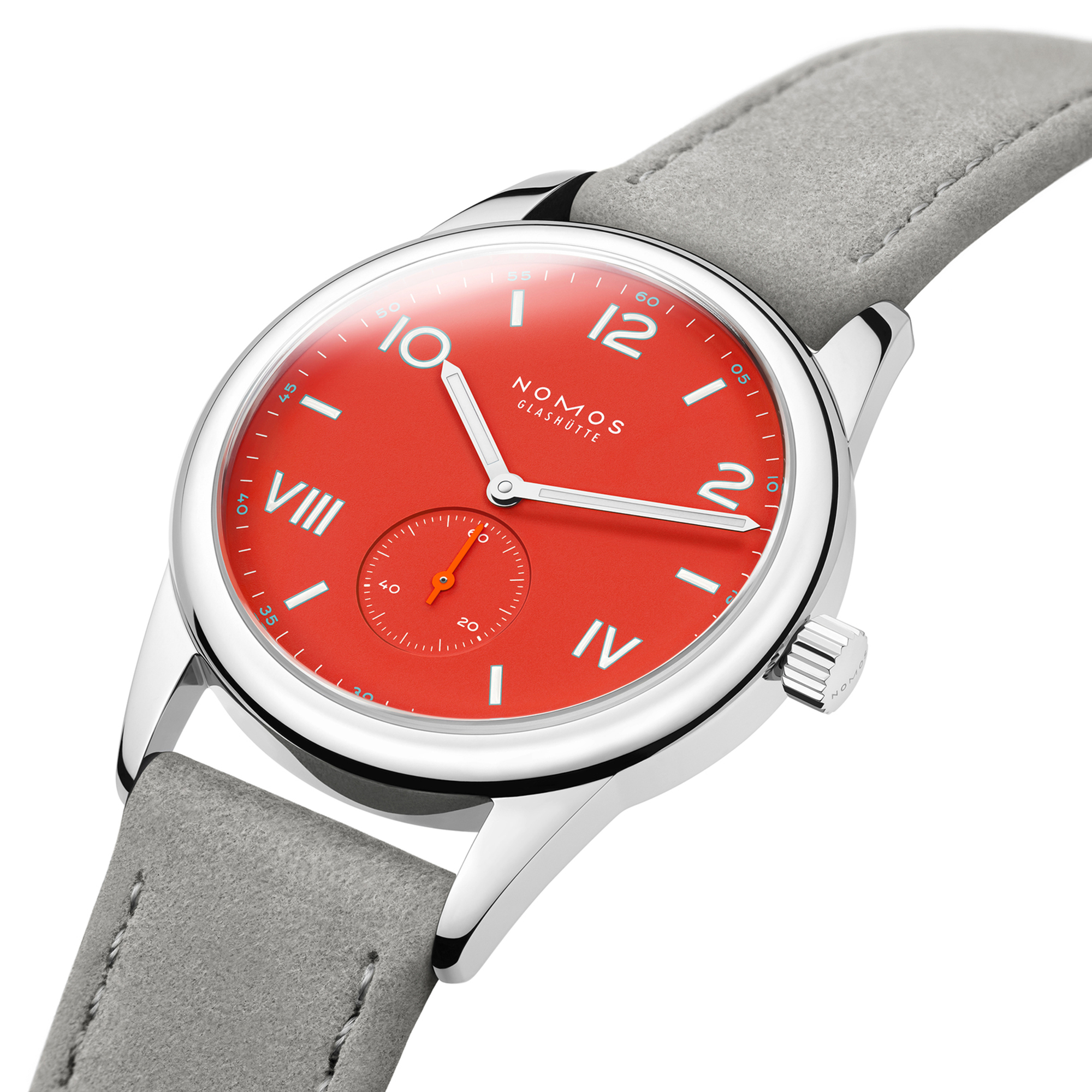 NOMOS Club Campus 38 Nonstop Red Dial Watch, 38.5mm