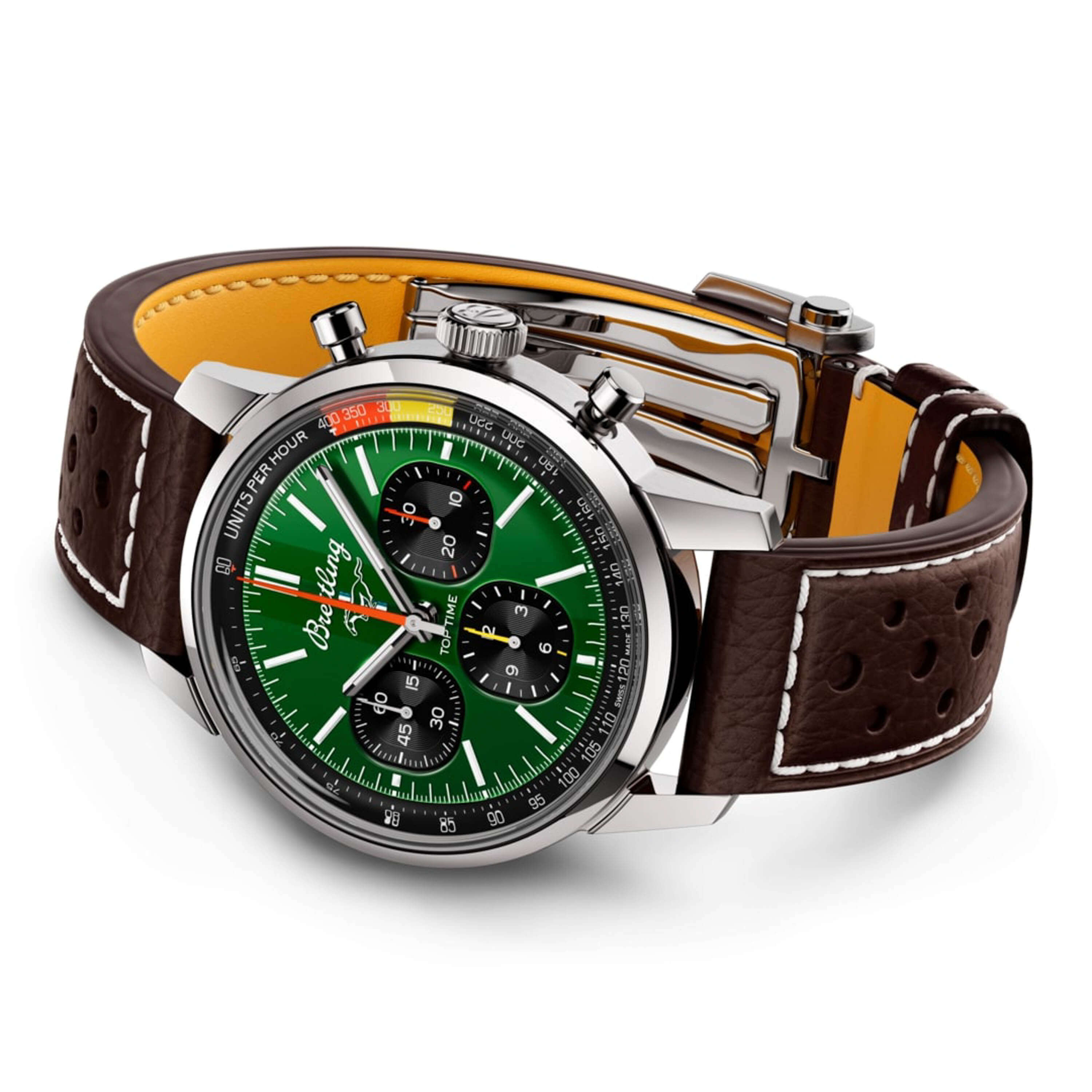 Breitling Top Time B01 Ford Mustang Watch Steel Case Green Dial, 41mm