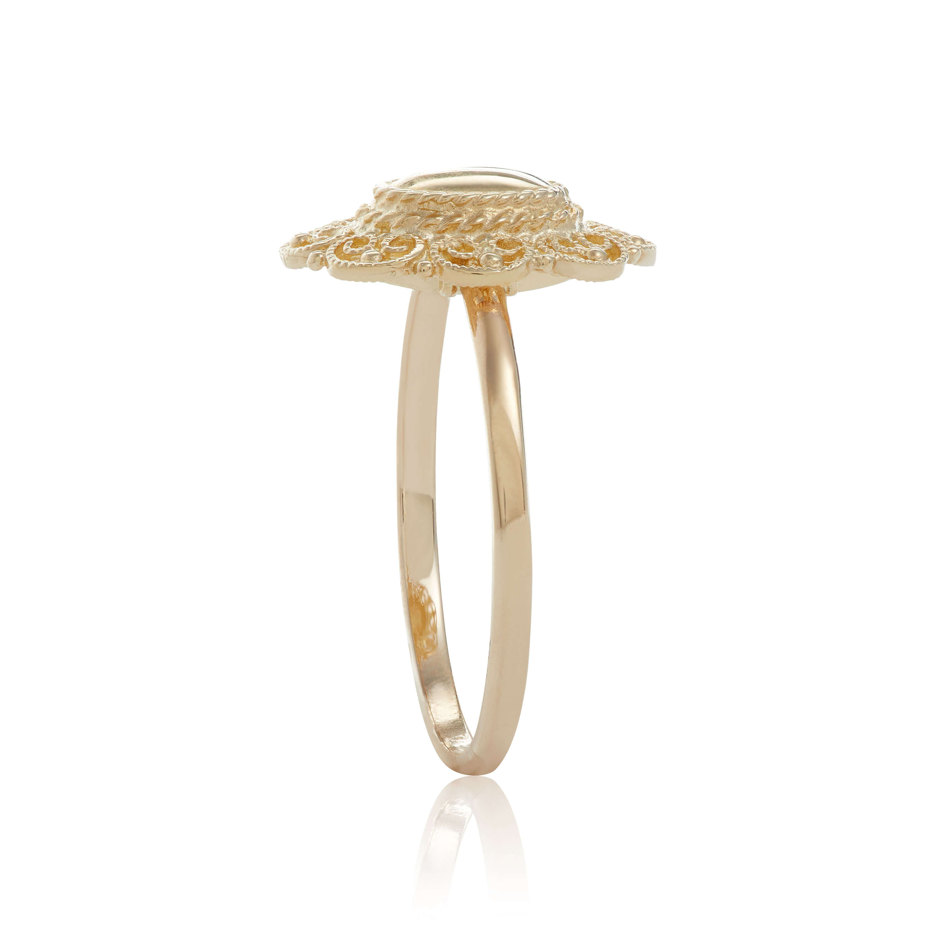 Toscano Filigree Framed Oval Dome Ring 14K
