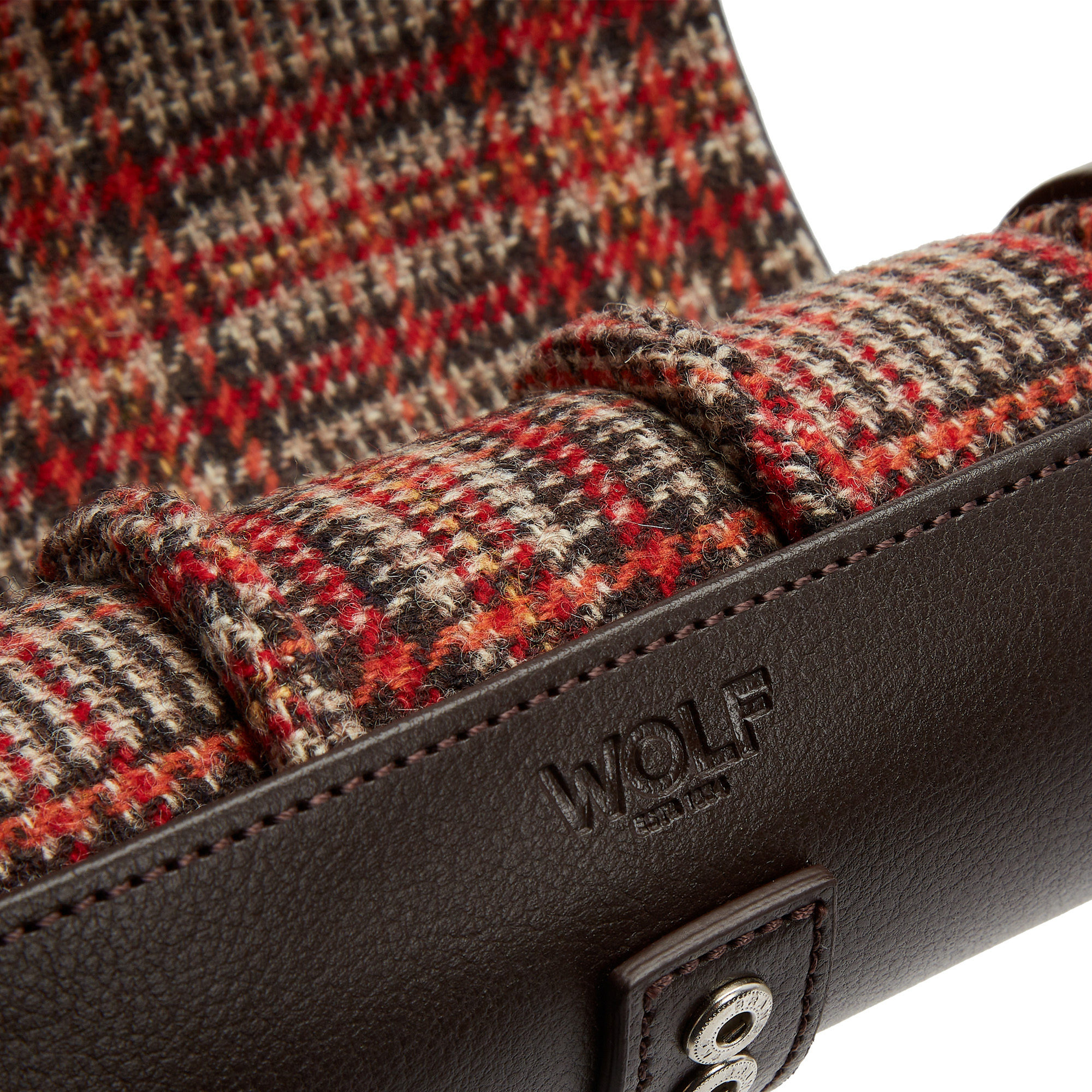 WOLF WM Brown Watch Roll with Cigar Case