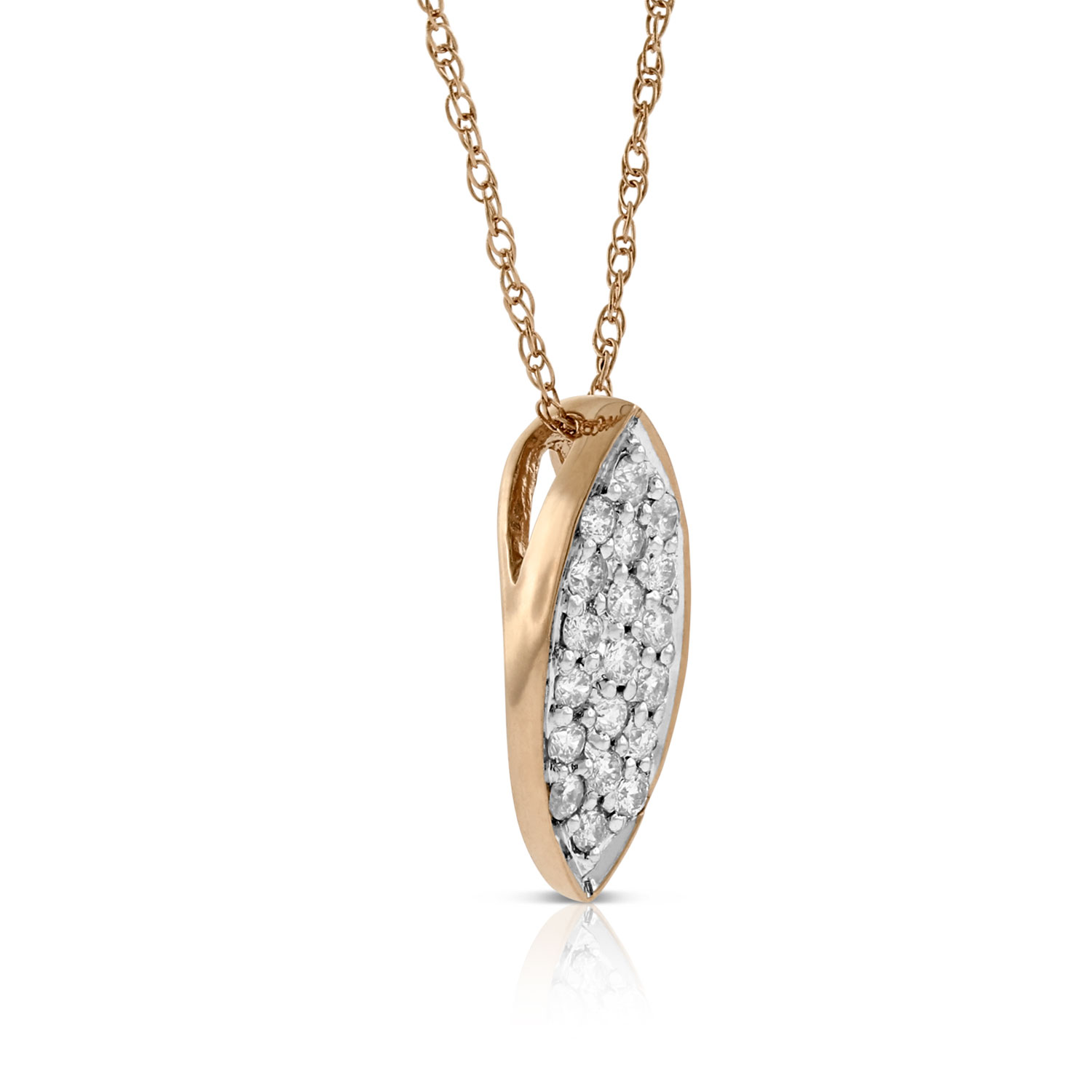 Rose gold plated pave oval necklace Clearance