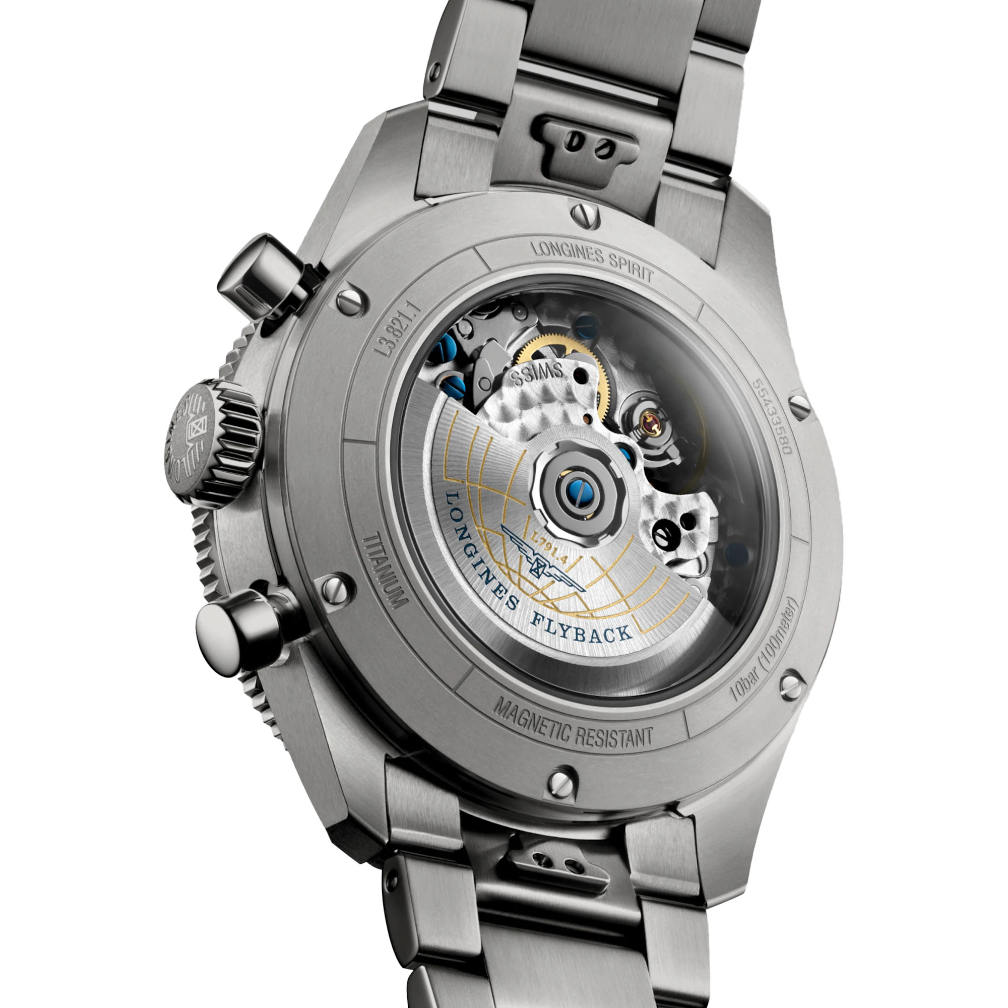 Longines Spirit Flyback Titanium Anthracite Black Dial Watch, 42mm