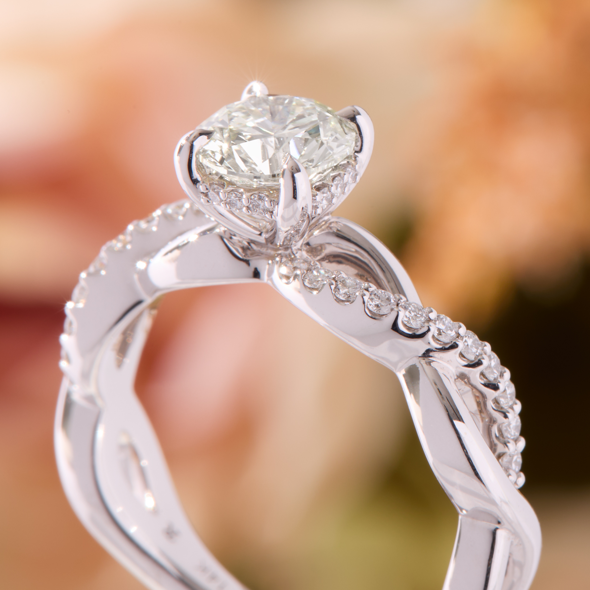 Bella Ponte Open Twist Shank Diamond Engagement Ring, 14K White Gold
