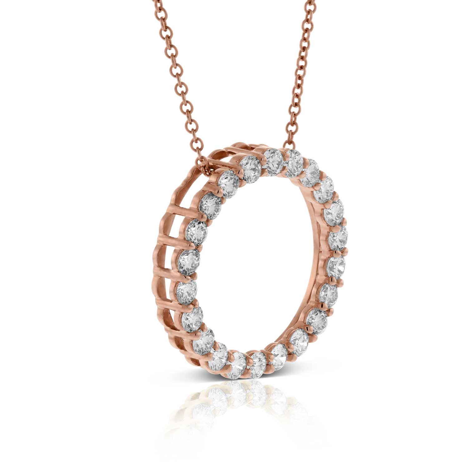 Rose Gold Diamond Circle Pendant 14K, 1 ctw.