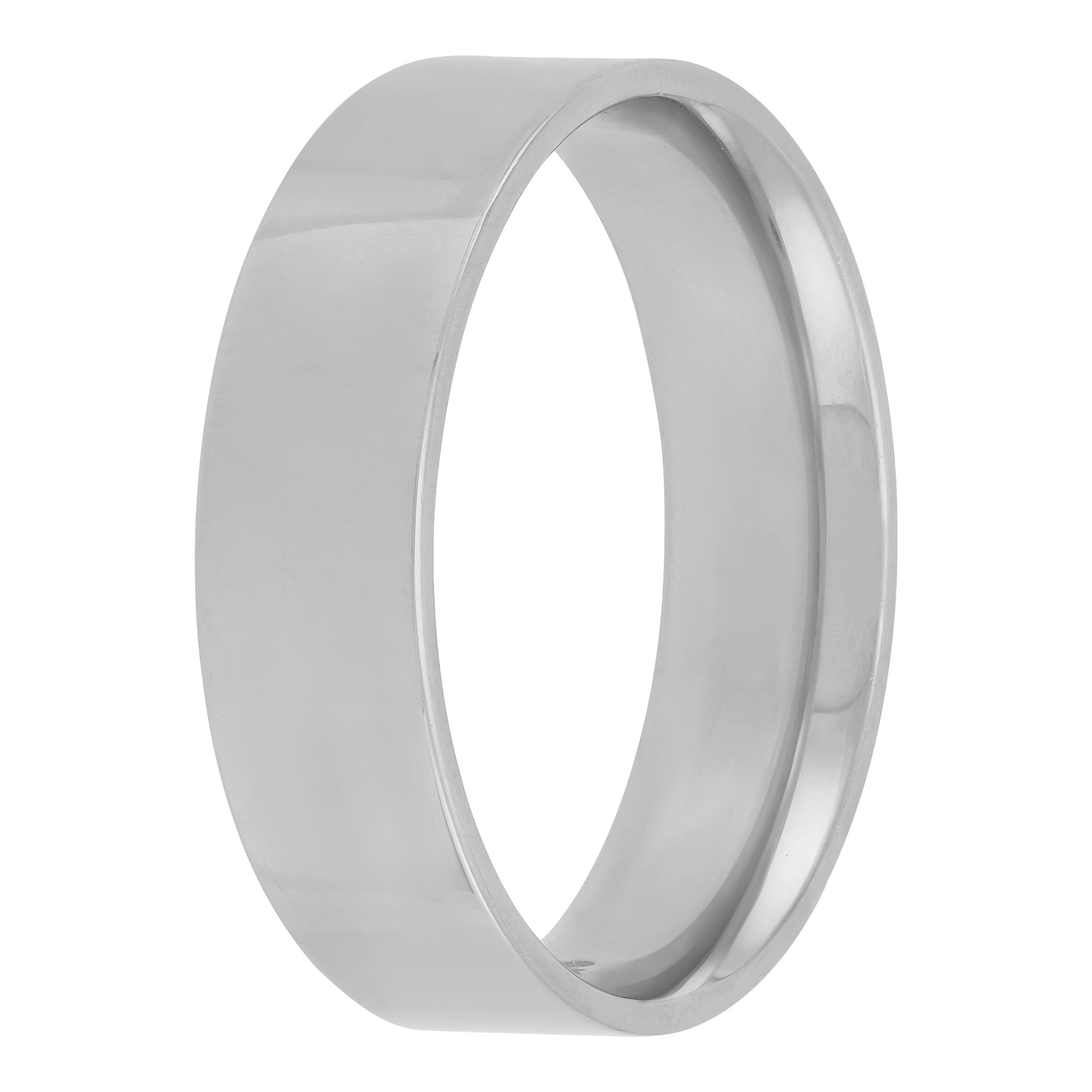 White Gold Polished Pipe Comfort Fit 6mm Band 14K