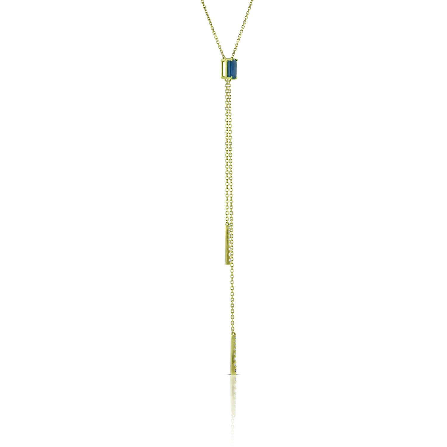 Sapphire & Diamond Stationary Lariat Necklace 14K