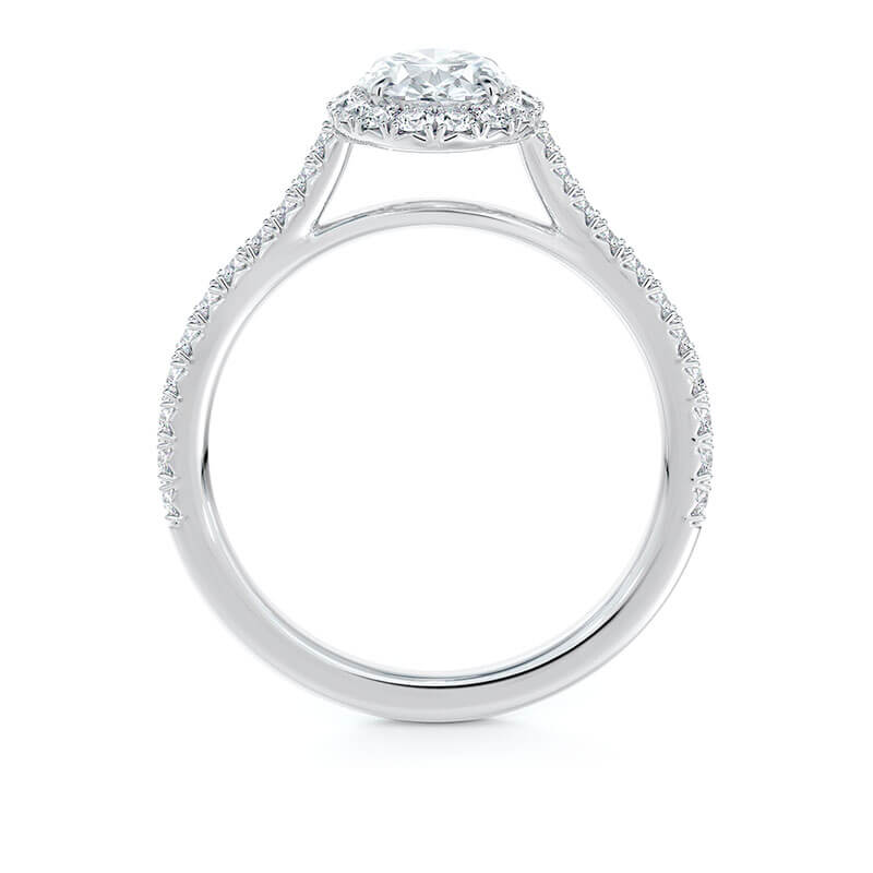 Oval Diamond Halo Engagement Ring, 18K White Gold