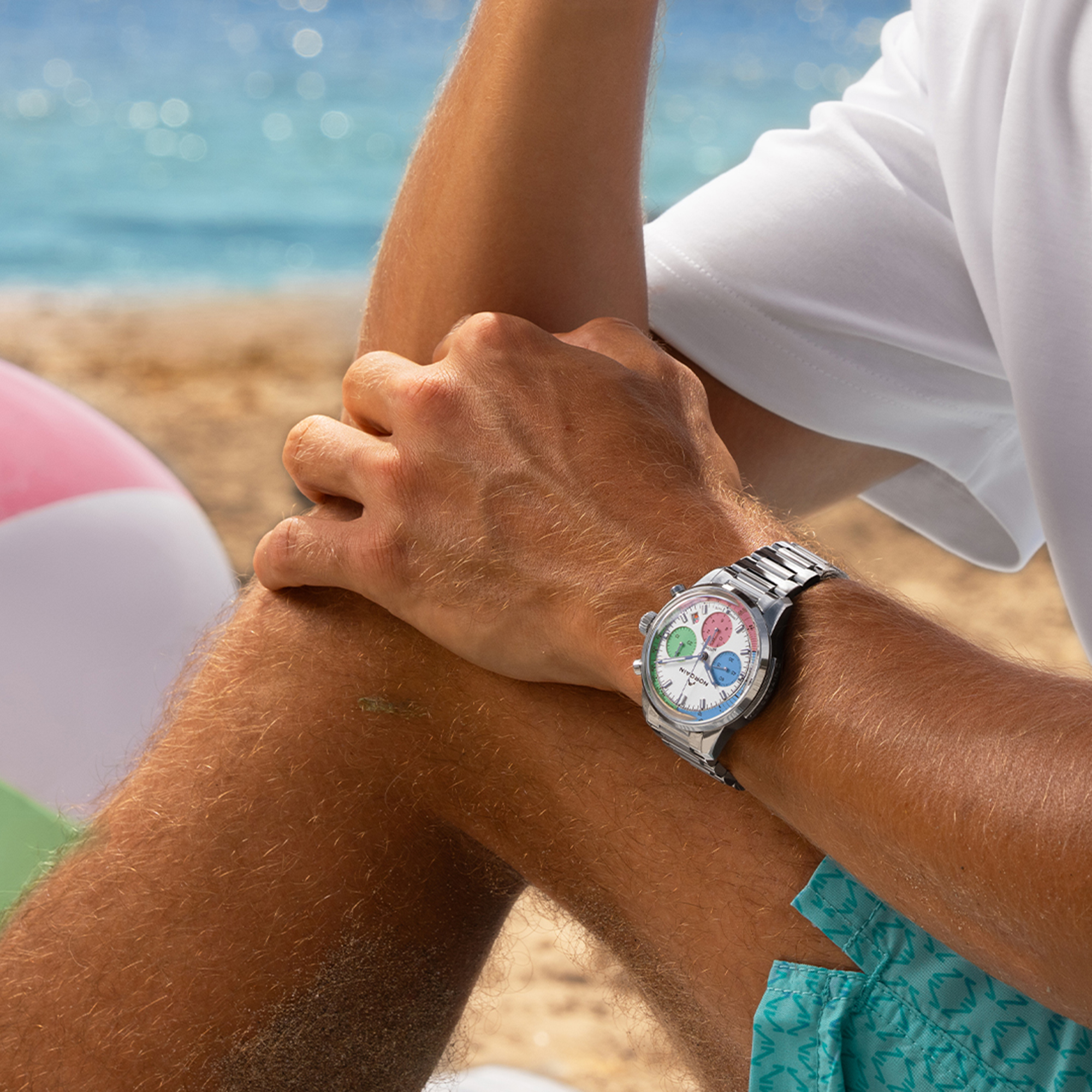 NORQAIN Freedom 60 Chrono &ldquo;ENJOY LIFE&rdquo; Special Edition White Dial Watch, 40mm