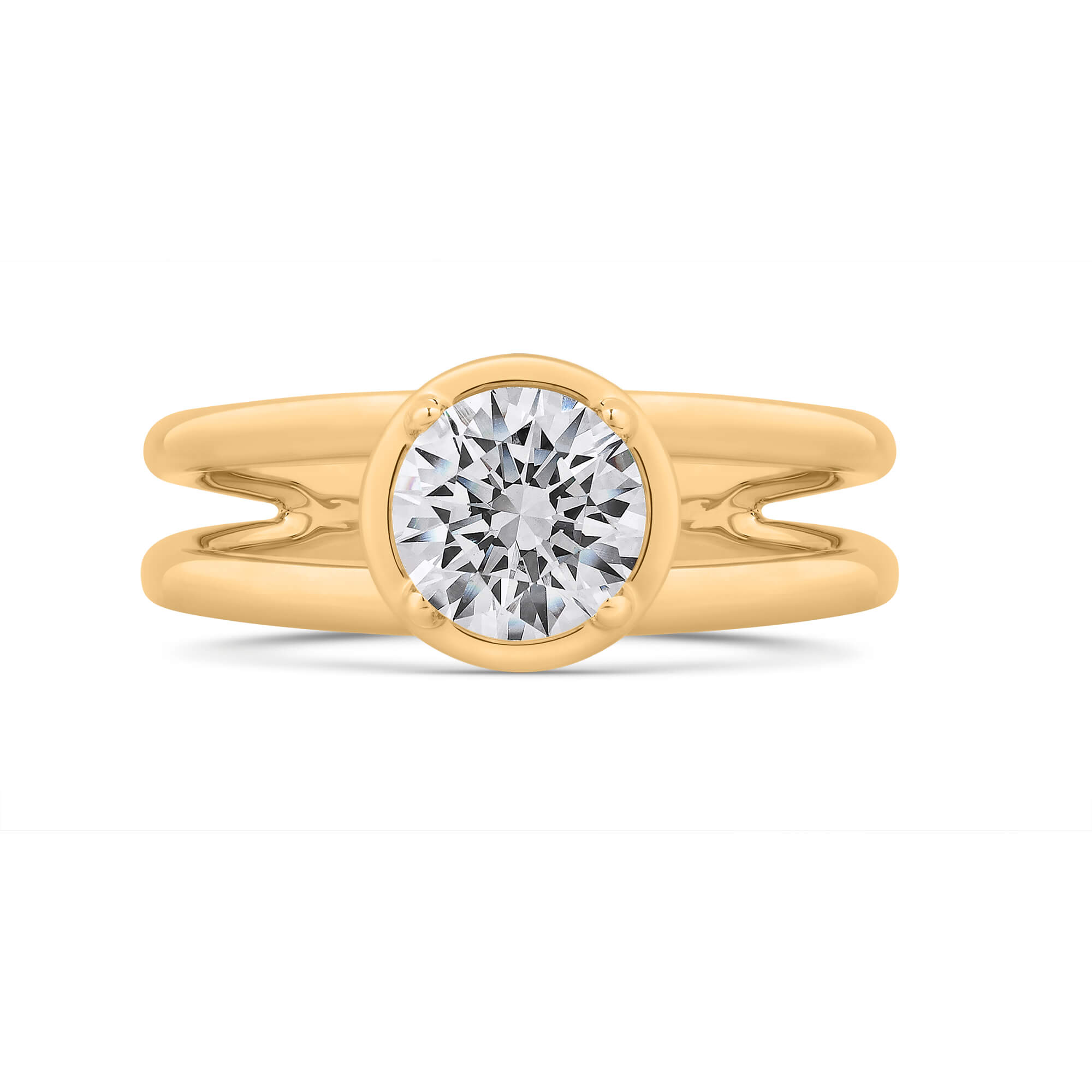 Bella Ponte Split Shank Engagement Ring Setting, 14K Yellow Gold